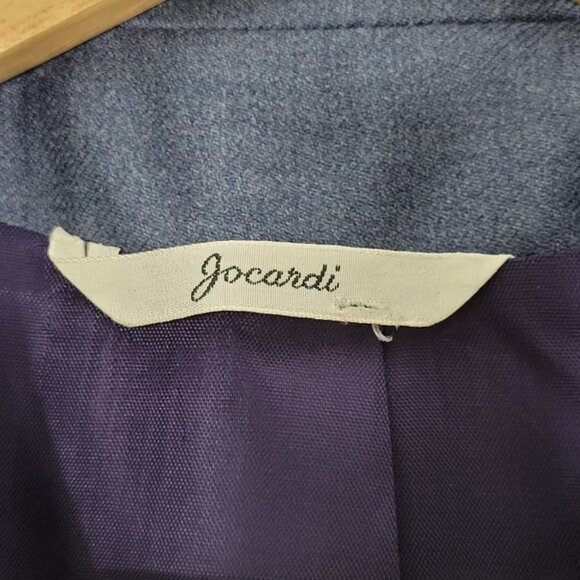 Jocardi Vintage Blue 100% Wool Button-Down Tie Waist Flat Collar Jacket Size 6 - Picture 3 of 10